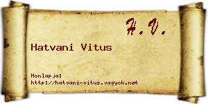 Hatvani Vitus névjegykártya